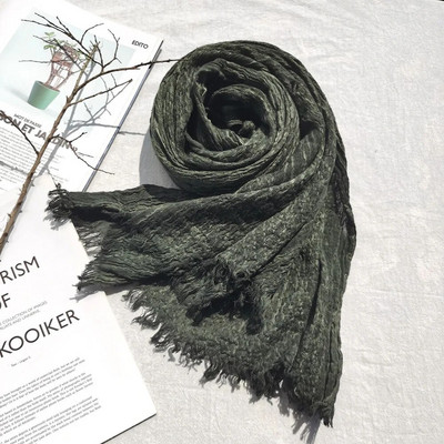 Unisex pamučno laneno rublje jesen zima muški šal modni muški šalovi topli marame mekani dugi šal s resicama muški pašmina bufandas