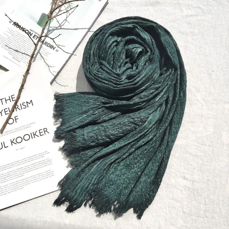 Unisex pamučno laneno rublje jesen zima muški šal modni muški šalovi topli marame mekani dugi šal s resicama muški pašmina bufandas