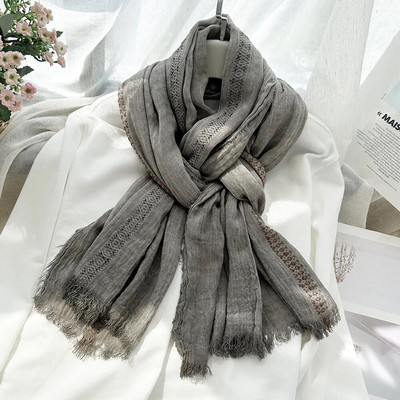 Japanski stil Unisex šal Jesen Zima Pamučno laneno prugasto Modni muški šalovi Ženski topli marame s resicama Bufandas šalovi