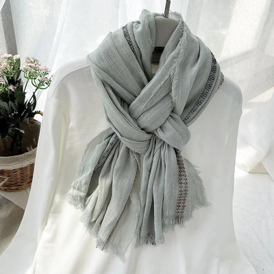 Japanski stil Unisex šal Jesen Zima Pamučno laneno prugasto Modni muški šalovi Ženski topli marame s resicama Bufandas šalovi