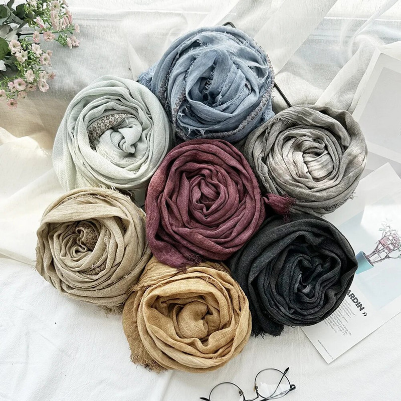 Japanski stil Unisex šal Jesen Zima Pamučno laneno prugasto Modni muški šalovi Ženski topli marame s resicama Bufandas šalovi