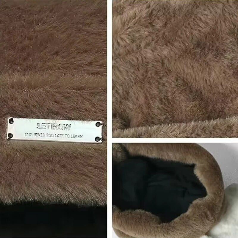 Armsad kassikõrvad, naiste plüüsist müts Pehme kohev karusnaha talvine soe nokamüts tüdrukule ühevärvilised multifilmi peakattega mütsid