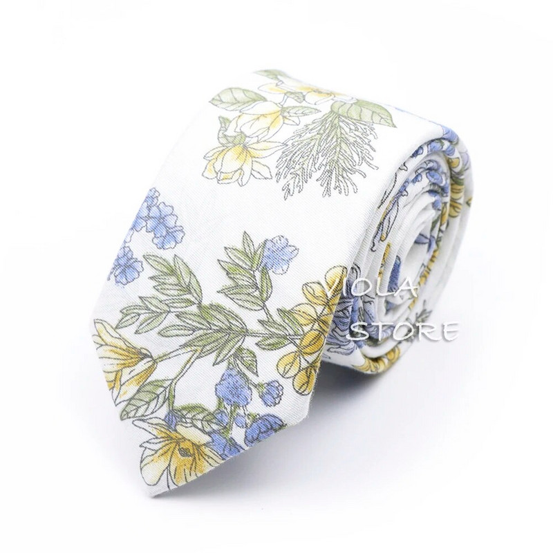 Minőségi divat Új 13 színű virágmintás 6,5 cm 100% pamut nyakkendő esküvői parti napi öltöny szmoking alkalmi ajándék férfi nyakkendő kiegészítő