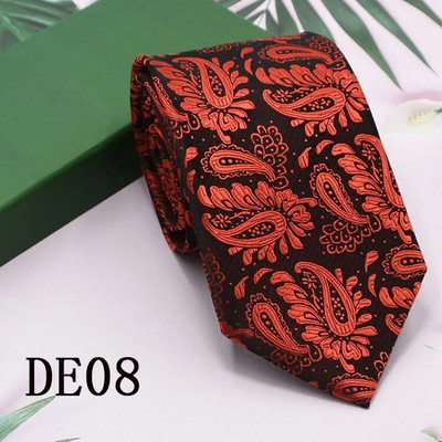 Jauna stila modes vīriešu kaklasaite 7,5 cm zila kaklasaite zaļa un oranža zīda Gravatas vīriešiem Paisley Floral Fit Kāzu darba vieta Slim