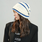 Ženska zimska pletena kapa Mekana topla prugasta vrećasta kapa s kapom na otvorenom Ženska skijaška kapa za grijanje na snijegu