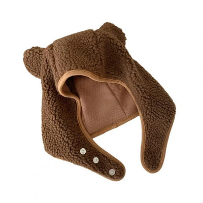 Žene Muškarci Šešir u obliku medvjeda Jednobojni gumb Unisex plišana zaštita za glavu Podesiva mekana biciklistička ženska zimska kapa Zimska kapa