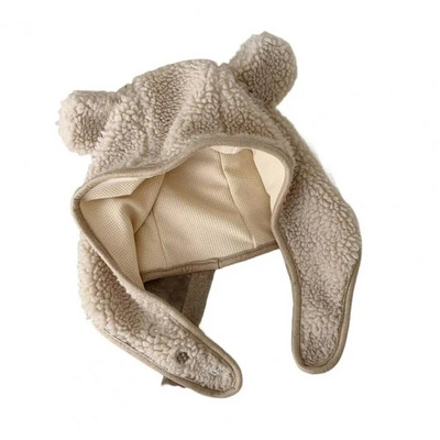 Žene Muškarci Šešir u obliku medvjeda Jednobojni gumb Unisex plišana zaštita za glavu Podesiva mekana biciklistička ženska zimska kapa Zimska kapa