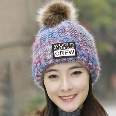 Ziemas cepure Sieviešu biezas, siltas skulles Beanie Krāsains pompons trikotāžas plīša odere Cepures Sieviešu āra siltākas slēpošanas cepures