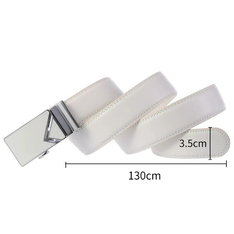 Novi dolazni bijeli i crni muški remeni s automatskom kopčom od legure, muški remen, remen za golf od prave kravlje kože, velika veličina 130 cm