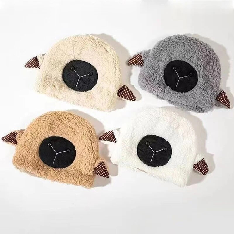 Sieviešu jēra vilnas cepure Ziemas jauka aitas auss plīša cepure āra silta meiteņu cepure