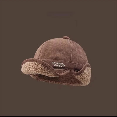 Ins Populiarios ėriuko vilnos pastorintos ančių snapų bombonešių kepurės vyrams ir moterims rudens ir žiemos lauko dviračių važinėjimui šiltos skraidančios kepuraitės