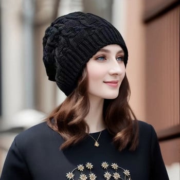 Γυναικείο χειμερινό καπέλο Casual πλεκτό φαρδύ Beanie Oversized Slouchy Twist Ζεστό καπέλο για υπαίθρια γυναικεία σκουφάκια ιππασίας για σκι