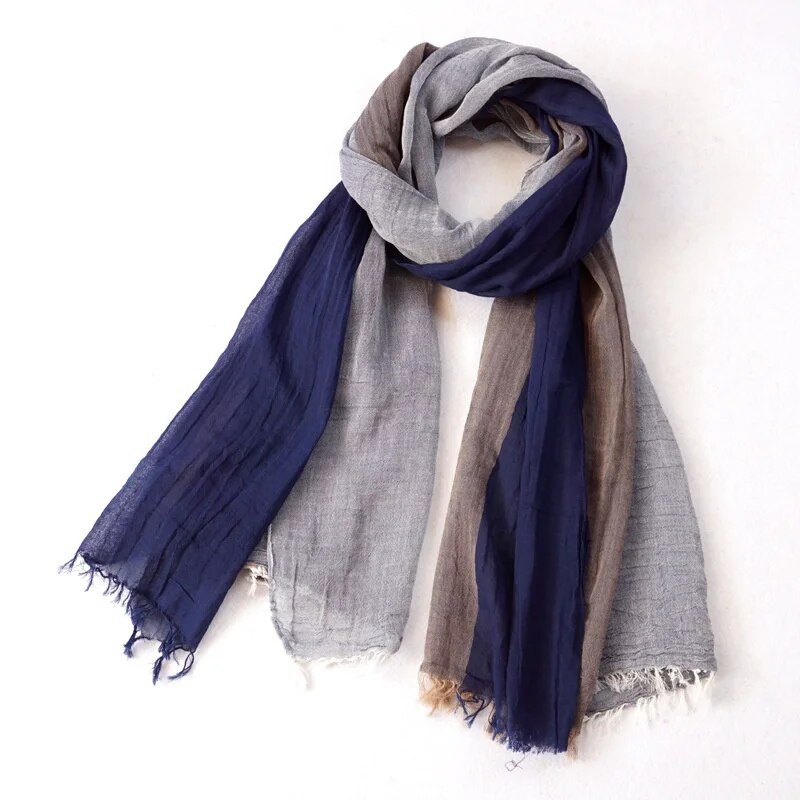 Patchwork Pamučno platno Muški šal Jesen Zima Prugasti šal s kićankama Muška marama sa šalom Modni ležerni muški dodaci za bufande