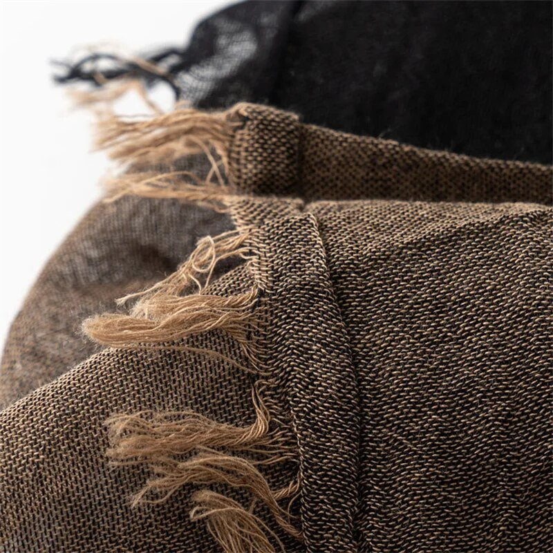 Patchwork Pamučno platno Muški šal Jesen Zima Prugasti šal s kićankama Muška marama sa šalom Modni ležerni muški dodaci za bufande