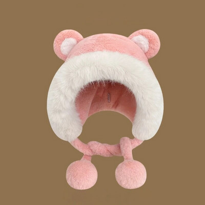 Nova ženska topla kapa za naušnice, deblja zimska plišana kapa, slatki medvjed pahuljasti krzneni bomber šešir za žene, biciklističke skijaške kape za zaštitu ušiju