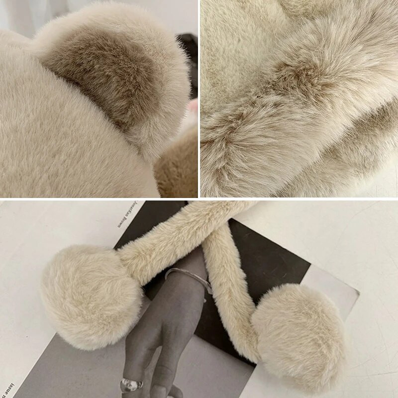 Nova ženska topla kapa za naušnice, deblja zimska plišana kapa, slatki medvjed pahuljasti krzneni bomber šešir za žene, biciklističke skijaške kape za zaštitu ušiju