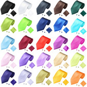 Modni komplet kravata za muškarce, žene 10 cm 4 inčni dodaci za vjenčanje Satenski jednobojni crni, crveni, plavi, sivi, žuti dugmad za manžete Kompleti kravata