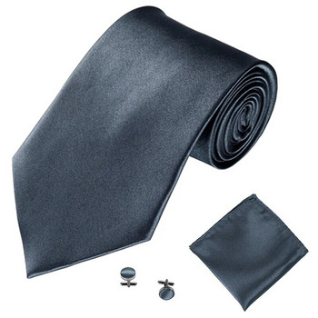 Моден комплект вратовръзки за мъже, жени, 10 см 4\'\' сватбени аксесоари, сатенени плътни черни, червени, сини, сиви, жълти копчета за ръкавели Комплекти от вратовръзки