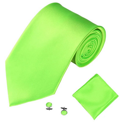 Modni komplet kravata za muškarce, žene 10 cm 4 inčni dodaci za vjenčanje Satenski jednobojni crni, crveni, plavi, sivi, žuti dugmad za manžete Kompleti kravata