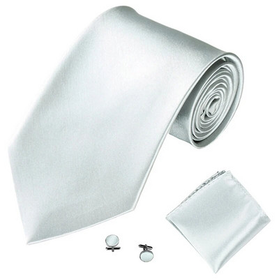 Modni komplet kravata za muškarce, žene 10 cm 4 inčni dodaci za vjenčanje Satenski jednobojni crni, crveni, plavi, sivi, žuti dugmad za manžete Kompleti kravata
