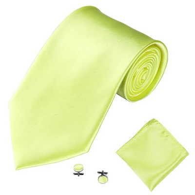 Modni komplet kravata za muškarce, žene 10 cm 4 inčni dodaci za vjenčanje Satenski jednobojni crni, crveni, plavi, sivi, žuti dugmad za manžete Kompleti kravata