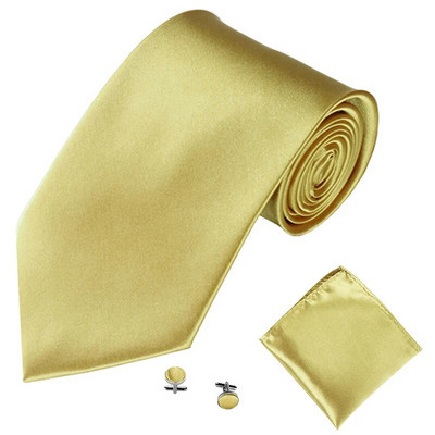 Modni komplet kravata za muškarce, žene 10 cm 4 inčni dodaci za vjenčanje Satenski jednobojni crni, crveni, plavi, sivi, žuti dugmad za manžete Kompleti kravata