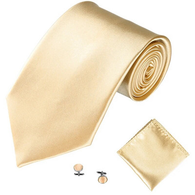 Modni komplet kravata za muškarce, žene 10 cm 4 inčni dodaci za vjenčanje Satenski jednobojni crni, crveni, plavi, sivi, žuti dugmad za manžete Kompleti kravata