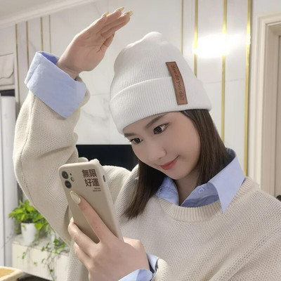 Jednobojna, topla pletena kapa, ženska kapa, zima, jesen, ležerna kapa, ulična, muška, hip hop kapa