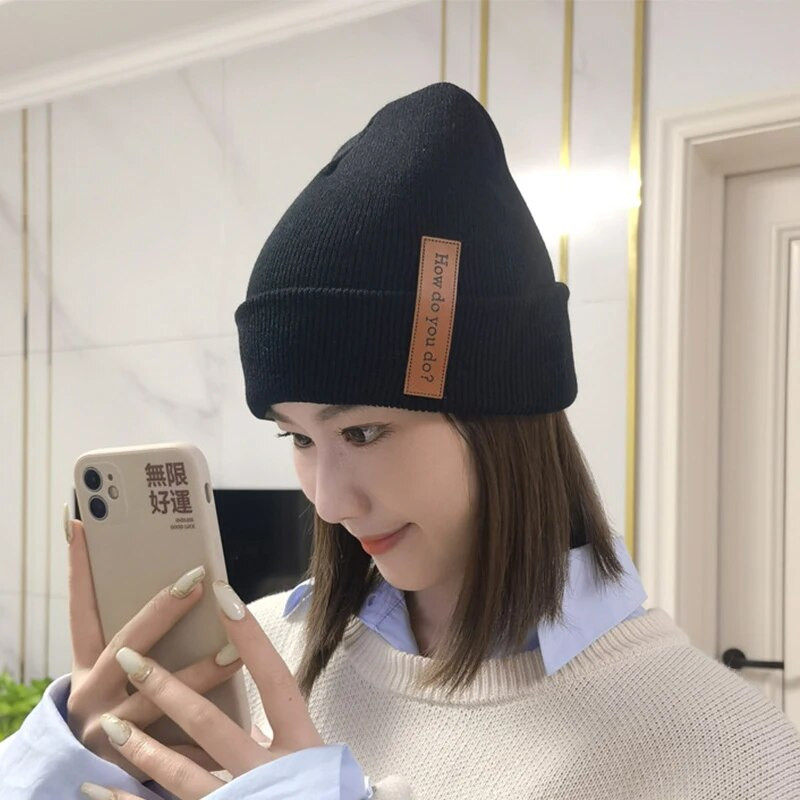 Jednobojna, topla pletena kapa, ženska kapa, zima, jesen, ležerna kapa, ulična, muška, hip hop kapa