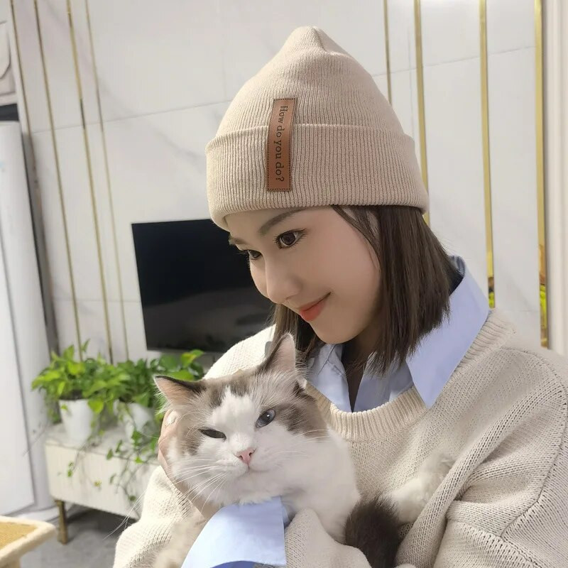 Jednobojna, topla pletena kapa, ženska kapa, zima, jesen, ležerna kapa, ulična, muška, hip hop kapa