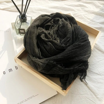 Japán stílusú uniszex pamut vászon sál nyakkendővel festett őszi téli férfi sálak pakolások koreai divat férfi bufandák férfi kiegészítők