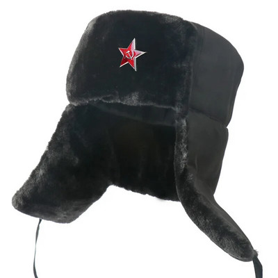 Sovjetska armija Vojna značka Rusija Ushanka Bomber Kape Pilot Trapper Trooper Kapa Zimska umjetna zečja krzna Naušnice Muške snježne kape