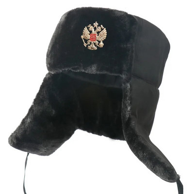 Sovjetska armija Vojna značka Rusija Ushanka Bomber Kape Pilot Trapper Trooper Kapa Zimska umjetna zečja krzna Naušnice Muške snježne kape