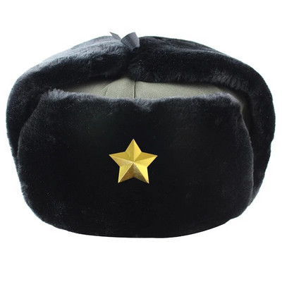 Sovjetska armija Vojna značka Rusija Ushanka Bomber Kape Pilot Trapper Trooper Kapa Zimska umjetna zečja krzna Naušnice Muške snježne kape