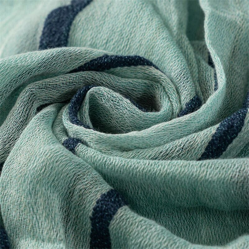 Japāņu korejiešu stila unisex kokvilnas lina šalle modes svītraina vīriešu šalles pludmales sieviešu gara šalle Pashmina vīriešu bufandas