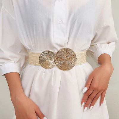 Divatos elasztikus széles fűzőöv női tervezői derékpánt női kabát ruha díszített derékpánt
