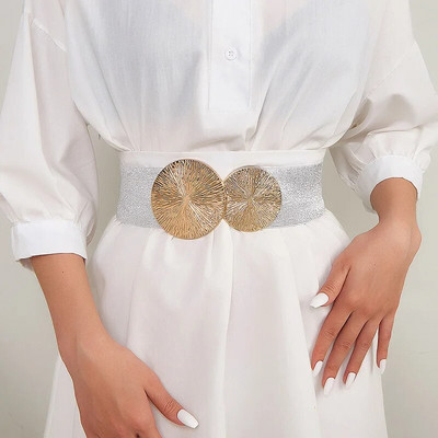 Divatos elasztikus széles fűzőöv női tervezői derékpánt női kabát ruha díszített derékpánt