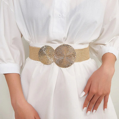 Divatos elasztikus széles fűzőöv női tervezői derékpánt női kabát ruha díszített derékpánt