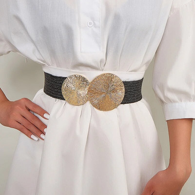 Divatos elasztikus széles fűzőöv női tervezői derékpánt női kabát ruha díszített derékpánt