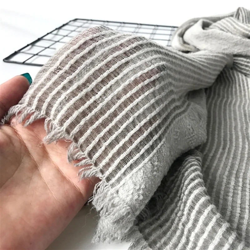 Sügistalvine puuvillane linane meeste sall mood Meeste lapiline triibuline sall Meeste soe kaelarätt pehme pikk pashmina sall