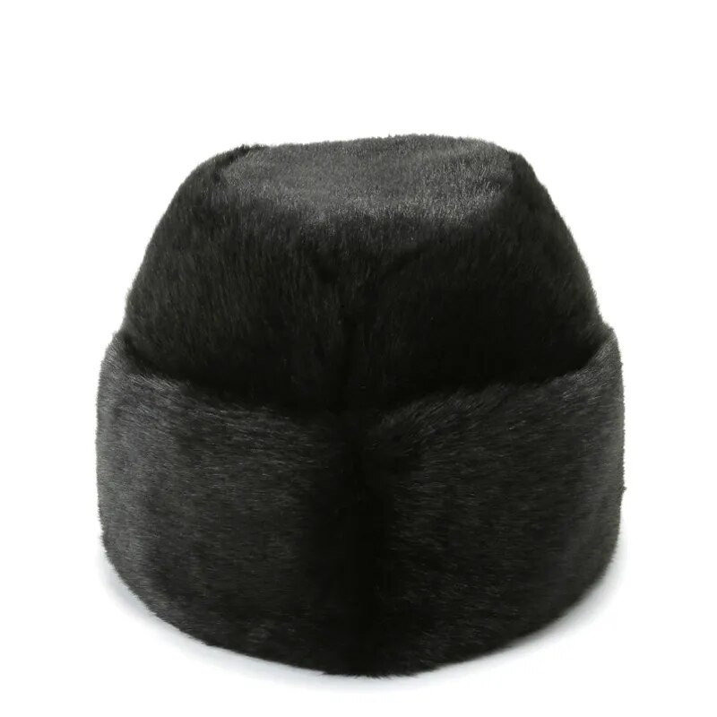 Új téli valódi nyércszőrű bombázó sapka férfinak fekete/barna meleg orosz stílusú vastagított nerc sapkák Idős sapka svájcisapka
