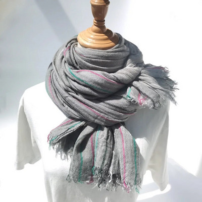 Topli zimski muški vuneni šal modni brend Prugasti šalovi s kićankama za muškarce Dugi mekani pašmini furan Muški dodaci Šal