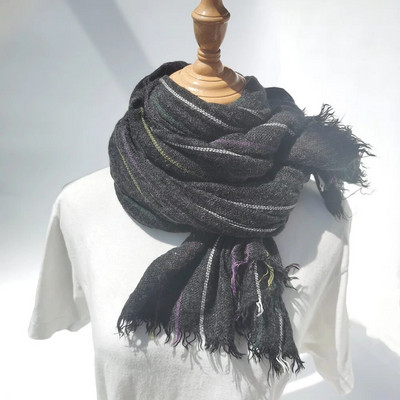 Topli zimski muški vuneni šal modni brend Prugasti šalovi s kićankama za muškarce Dugi mekani pašmini furan Muški dodaci Šal