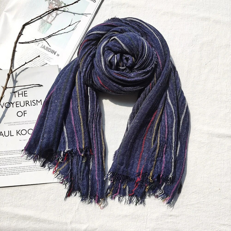 Topli zimski muški vuneni šal modni brend Prugasti šalovi s kićankama za muškarce Dugi mekani pašmini furan Muški dodaci Šal