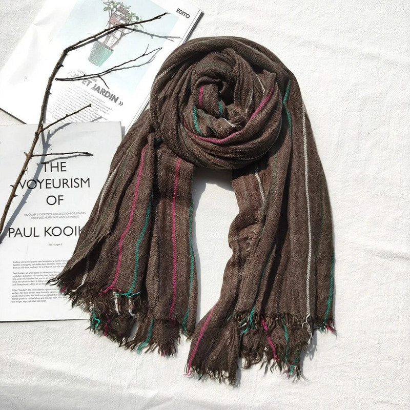 Topli zimski muški vuneni šal modni brend Prugasti šalovi s kićankama za muškarce Dugi mekani pašmini furan Muški dodaci Šal