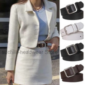 2023 PU kožni remen za žene Četvrtasta igla Kopča Crni remeni za traperice Hlače Chic Luksuzni brend Vintage remen Ženski pojas