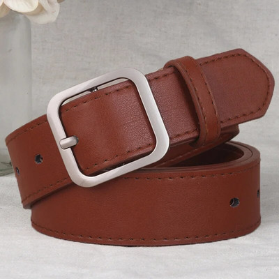 2023 PU kožni remen za žene Četvrtasta igla Kopča Crni remeni za traperice Hlače Chic Luksuzni brend Vintage remen Ženski pojas