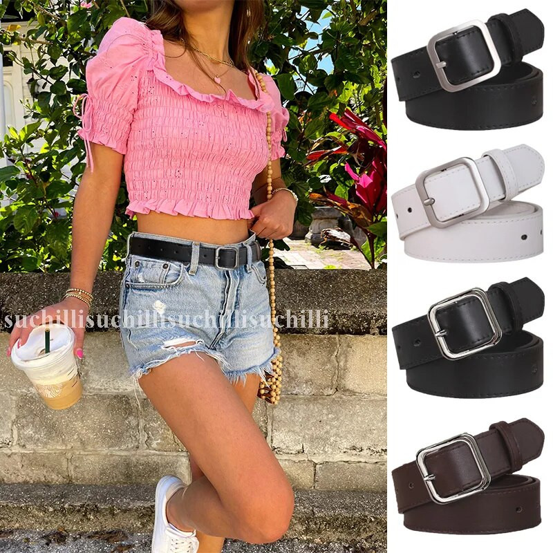 2023 PU kožni remen za žene Četvrtasta igla Kopča Crni remeni za traperice Hlače Chic Luksuzni brend Vintage remen Ženski pojas