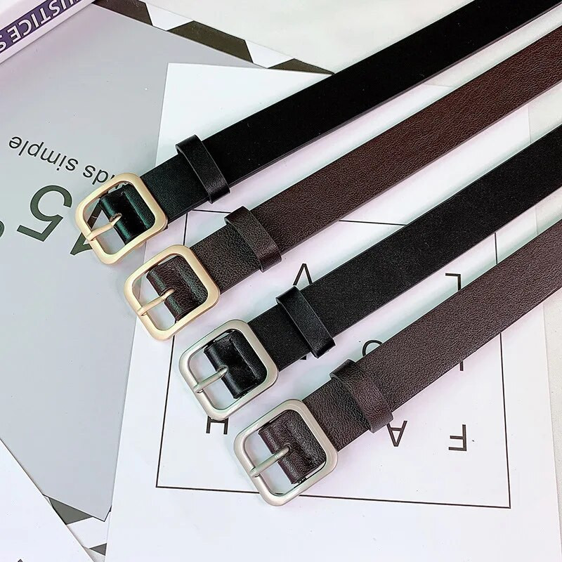 2023 PU kožni remen za žene Četvrtasta igla Kopča Crni remeni za traperice Hlače Chic Luksuzni brend Vintage remen Ženski pojas