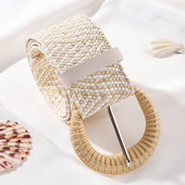 Novi boemski elastični remeni od slame pleteni za žene Ljetna plaža PP slamnato tkanje Haljina sa širokim pojasom Pojas oko struka Ženski pojas Hot